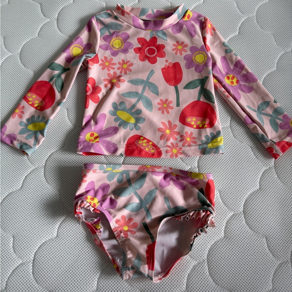 Carter's Pink Floral Rashguard Swimsuit